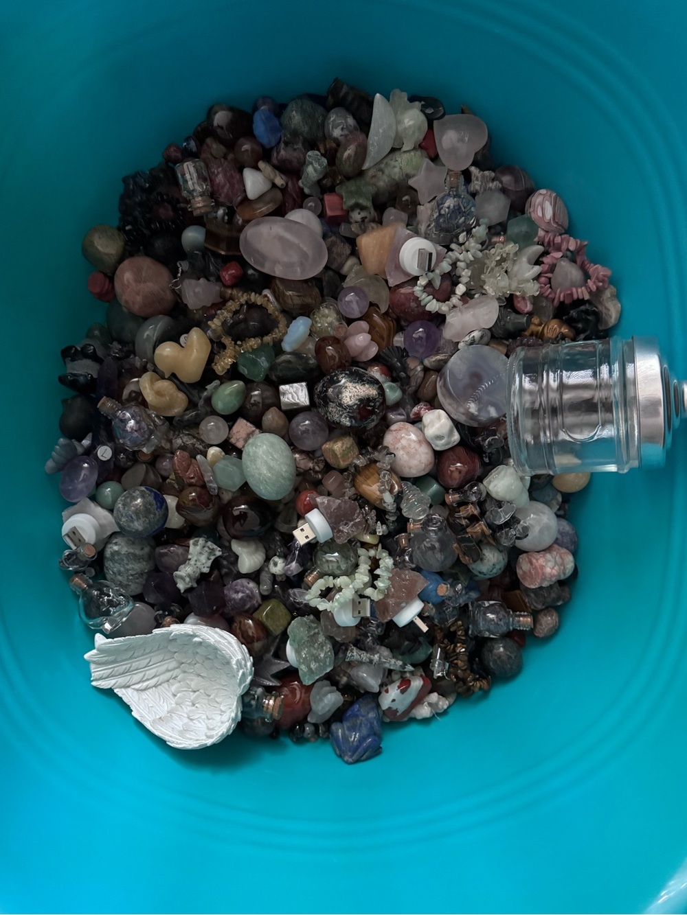 Assorted Natural Gemstone and Crystal Mix - Turquoise Bowl